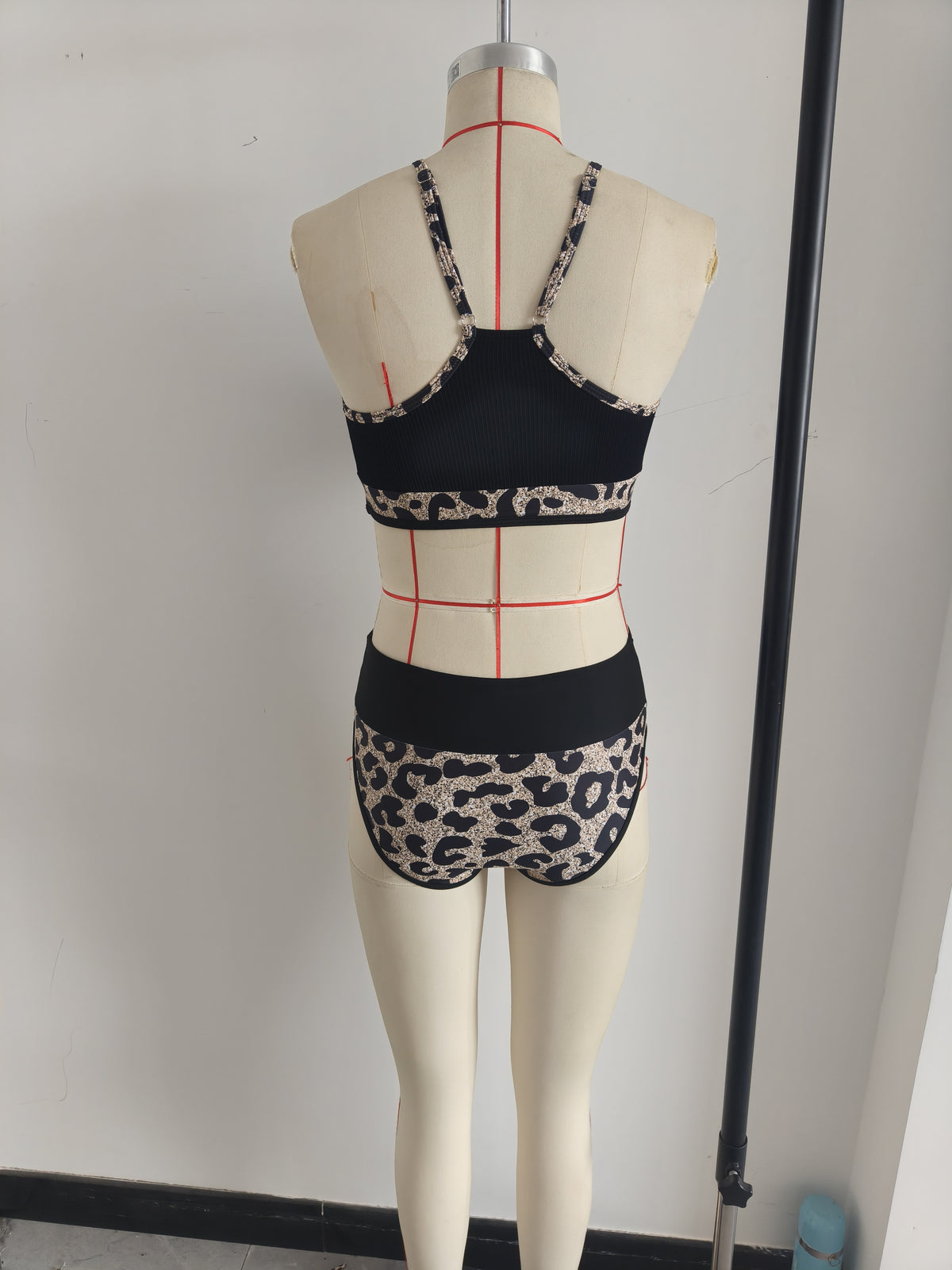 Halter Neck Tank Top Two Pieces Swimwear Women High Waist Bikini Size L