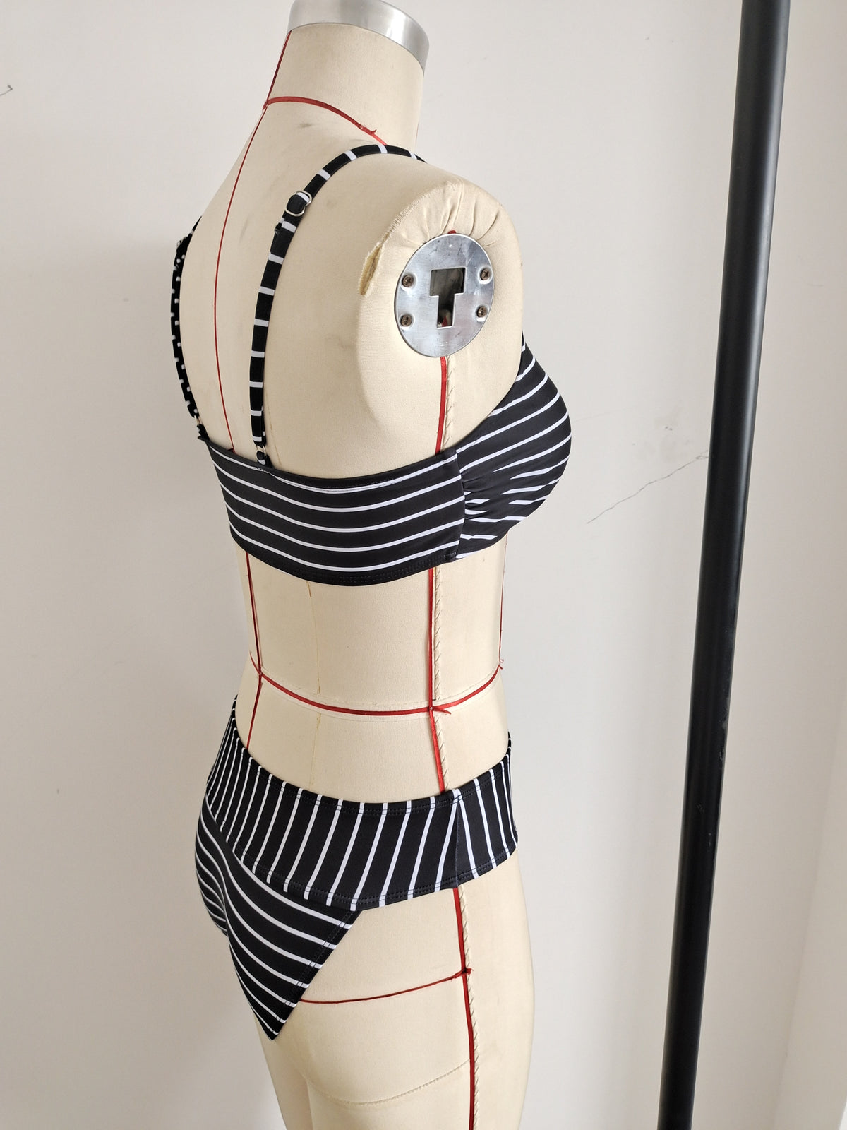 Women Striped Striped Print Bikini Deep-V Neck Women's Swimwear Beachwear Size S