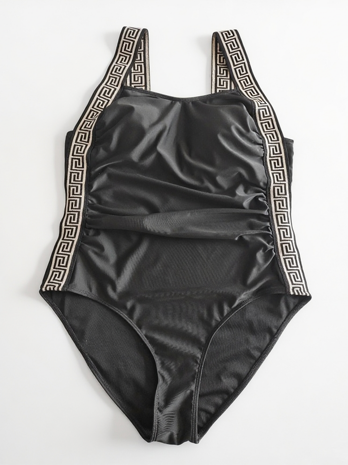 Plus Size Deep V-One Piece Swimsuit for Enhanced Curve Appeal Size 1XL