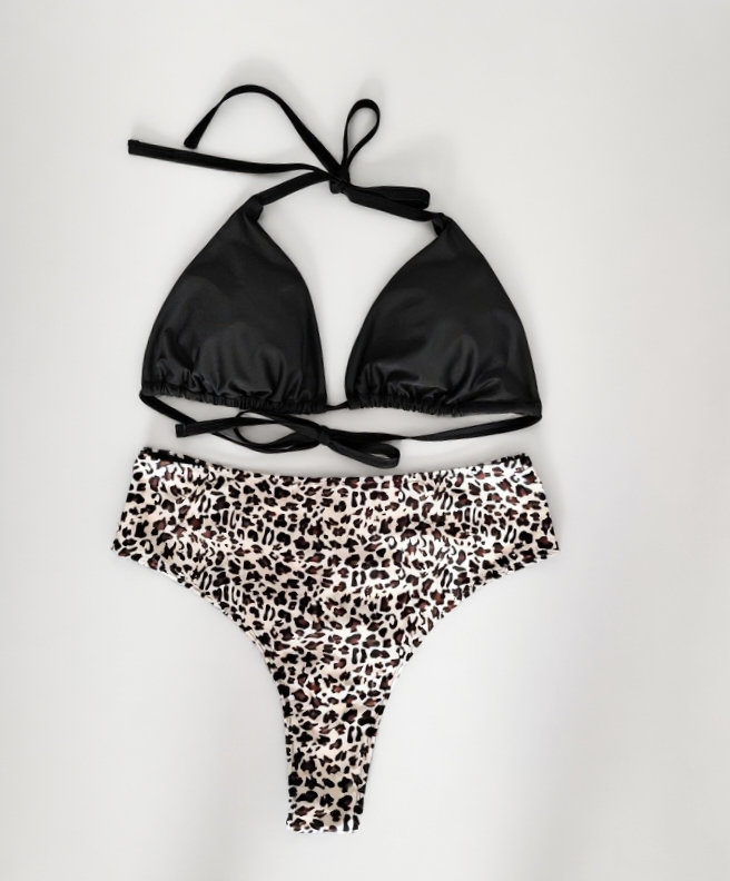 High-waist Design for Shaping the Buttocks Sexy Leopard Print Bikini Plus Size 1XL