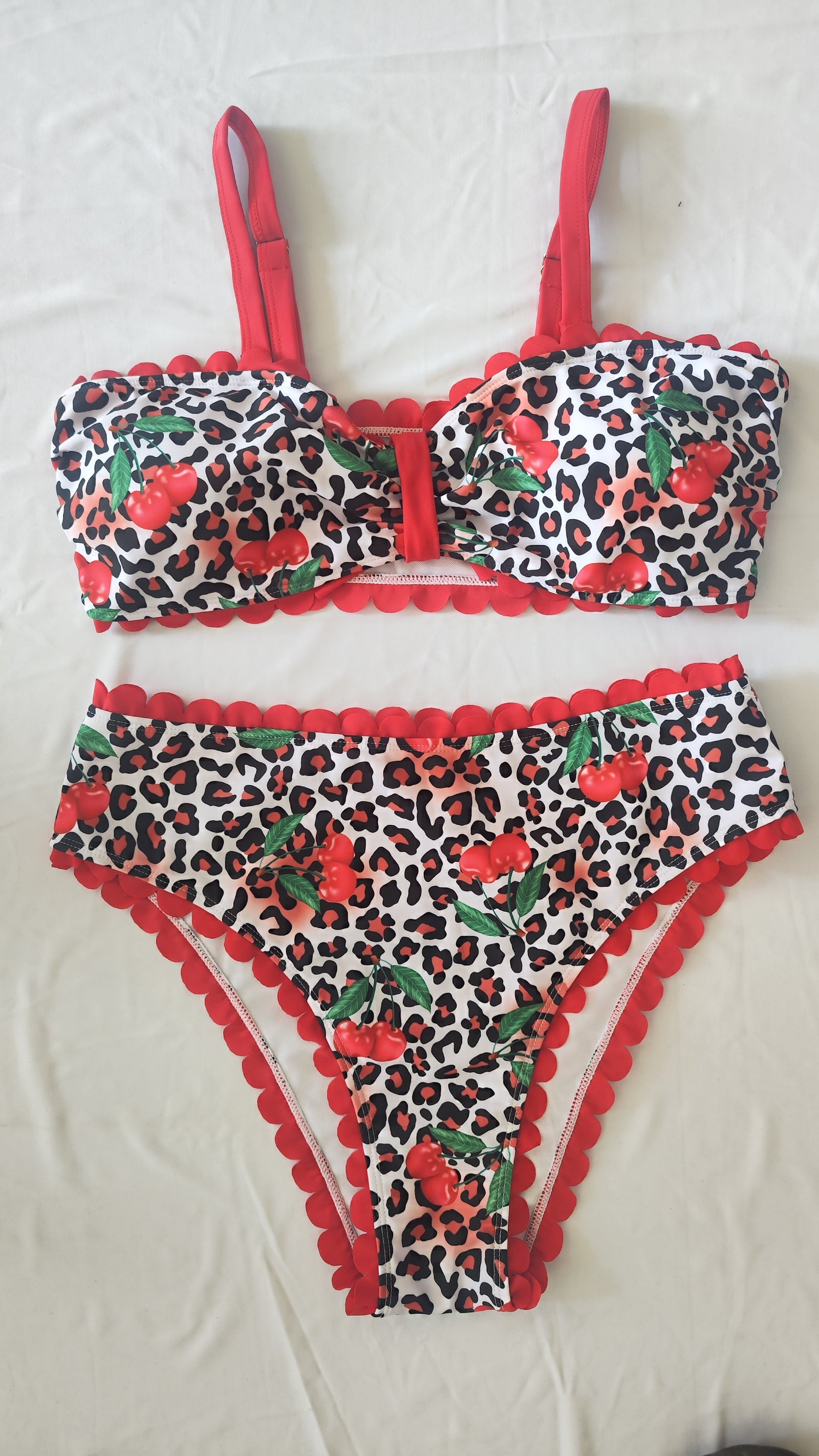 Designer Slenderizing Plus Size Two Piece Beach Set Featuring Fierce Animal Print Size 1XL