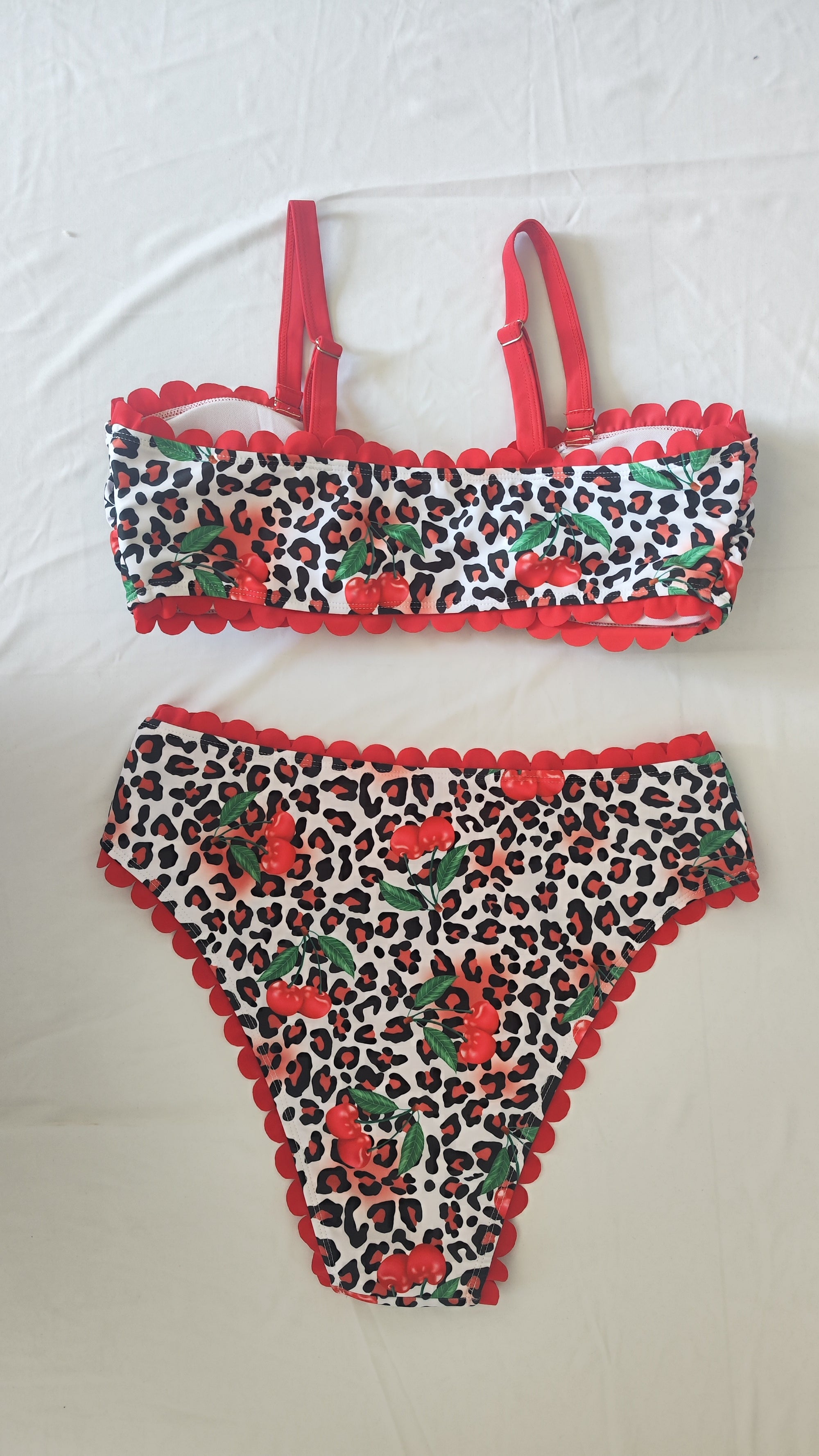 Designer Slenderizing Plus Size Two Piece Beach Set Featuring Fierce Animal Print Size 1XL