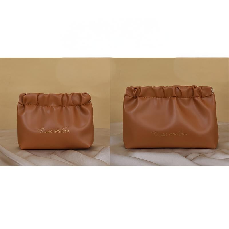 Leather Cosmetic Bag Set, Big &amp; Small &quot;Twinkle Little Star&quot; Makeup Organizer for Travel &amp; Daily Use(brown)