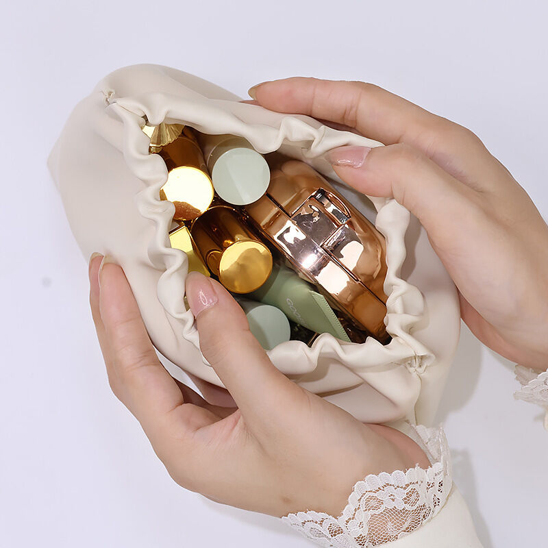 Leather Cosmetic Bag Set, Big & Small "Twinkle Little Star" Makeup Organizer for Travel & Daily Use(brown)