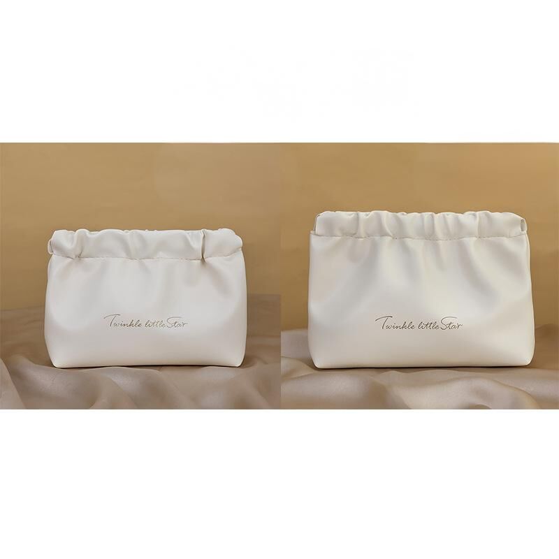 Leather Cosmetic Bag Set, Big &amp; Small &quot;Twinkle Little Star&quot; Makeup Organizer for Travel &amp; Daily Use(white)