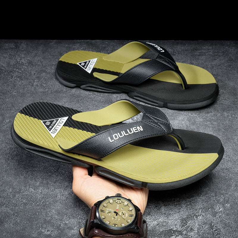 Men's Flip Flops with EVA-PVC Dual Sole, 3 Colors (Orange/Grey/Green) for Comfort & Slip-Resistance(green)