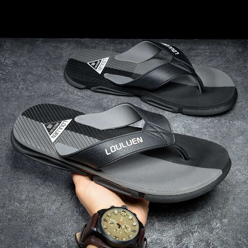 Men's Flip Flops with EVA-PVC Dual Sole, 3 Colors (Orange/Grey/Green) for Comfort & Slip-Resistance(grey)