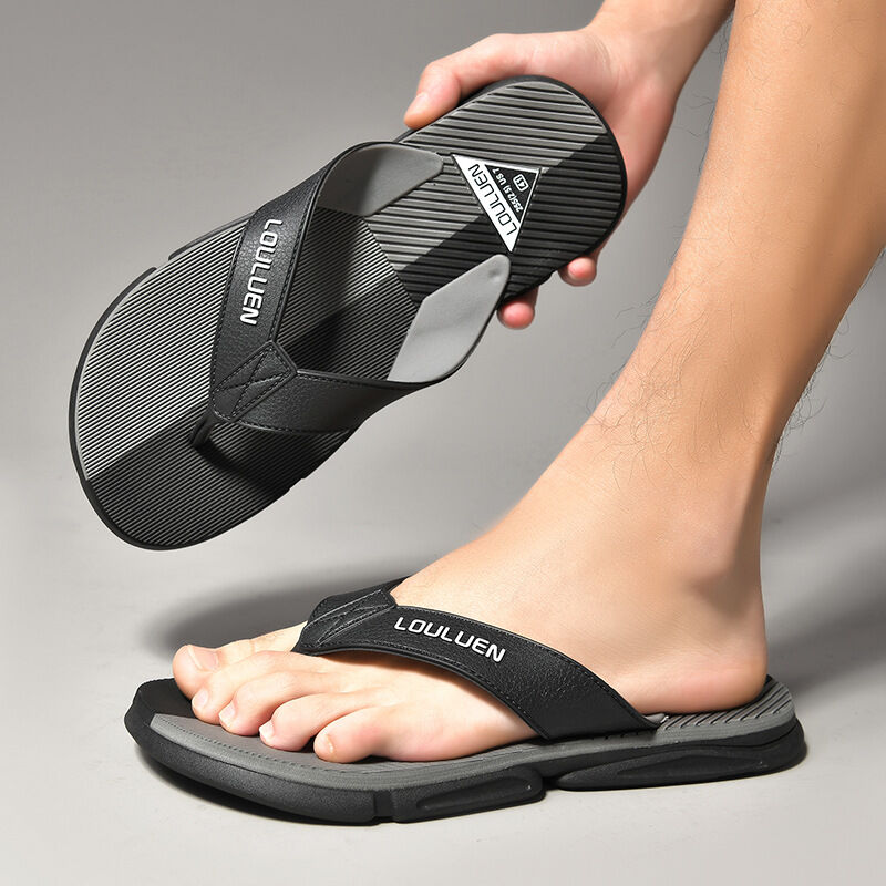 Men's Flip Flops with EVA-PVC Dual Sole, 3 Colors (Orange/Grey/Green) for Comfort & Slip-Resistance(grey)