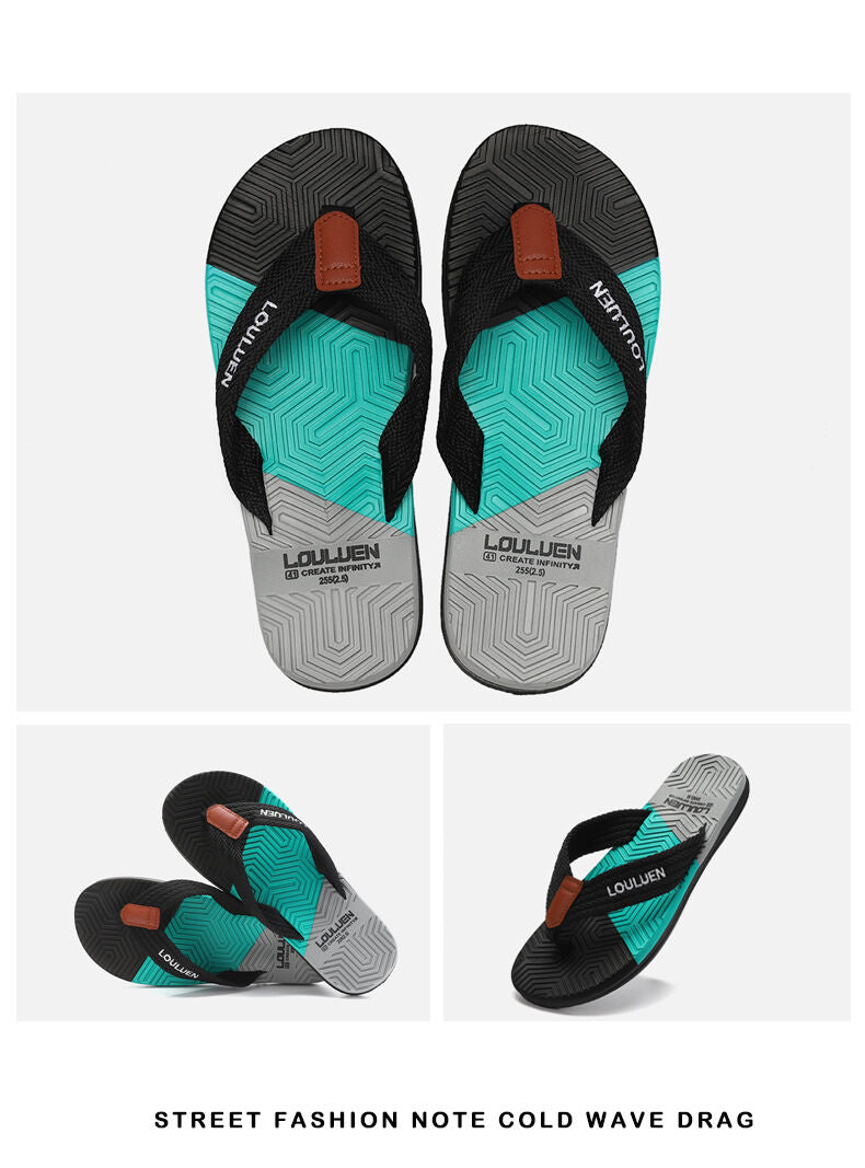 Men's Flip Flops with EVA-PVC Dual Sole, 3 Colors (Black/Blue/Green) for Comfort & Style for Summer Beach & Daily Wear(Black)