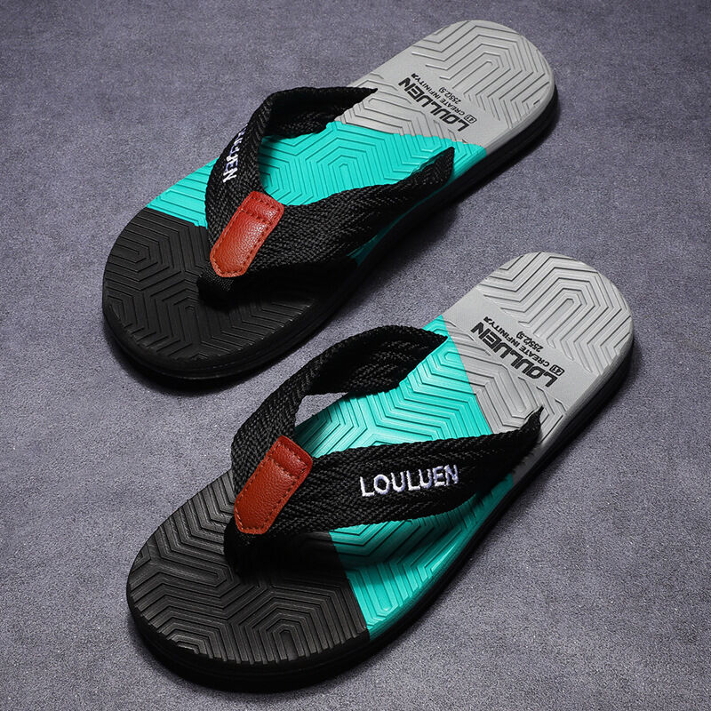 Men's Flip Flops with EVA-PVC Dual Sole, 3 Colors (Black/Blue/Green) for Comfort &amp; Style for Summer Beach &amp; Daily Wear(Black)