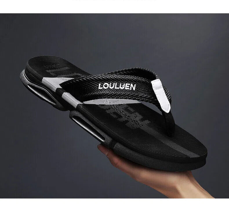 Men's Flip Flops: 4 Colors, EVA-PVC Blend, Comfort & Style for Summer Beach & Daily Wear(Black-gray)