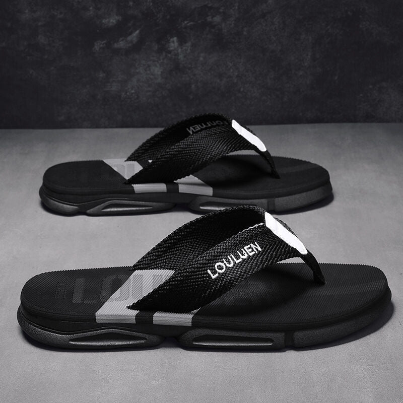 Men's Flip Flops: 4 Colors, EVA-PVC Blend, Comfort & Style for Summer Beach & Daily Wear(Black-gray)