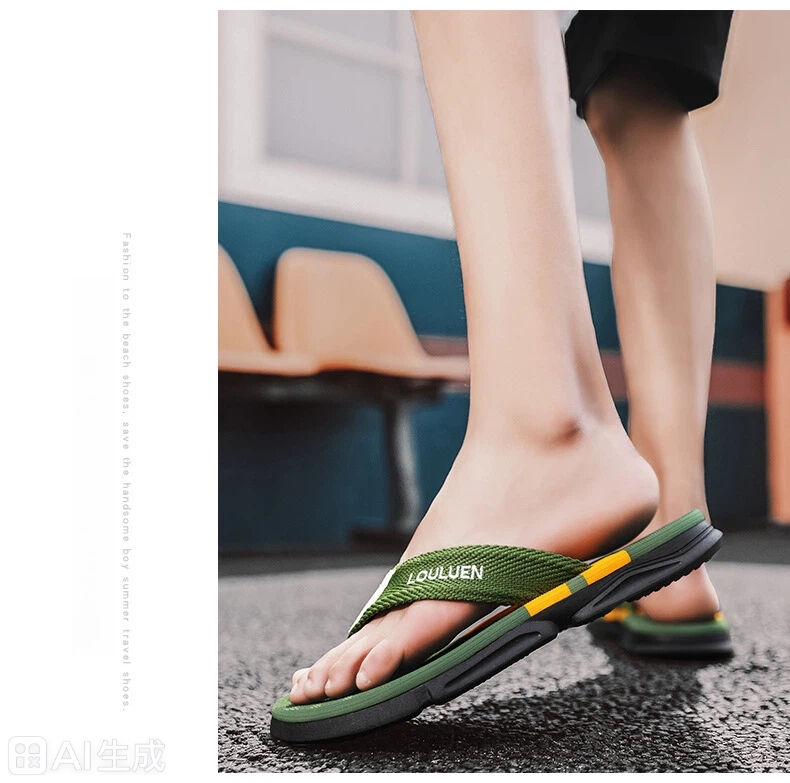 Men's Flip Flops: 4 Colors, EVA-PVC Blend, Comfort & Style for Summer Beach & Daily Wear(Green)