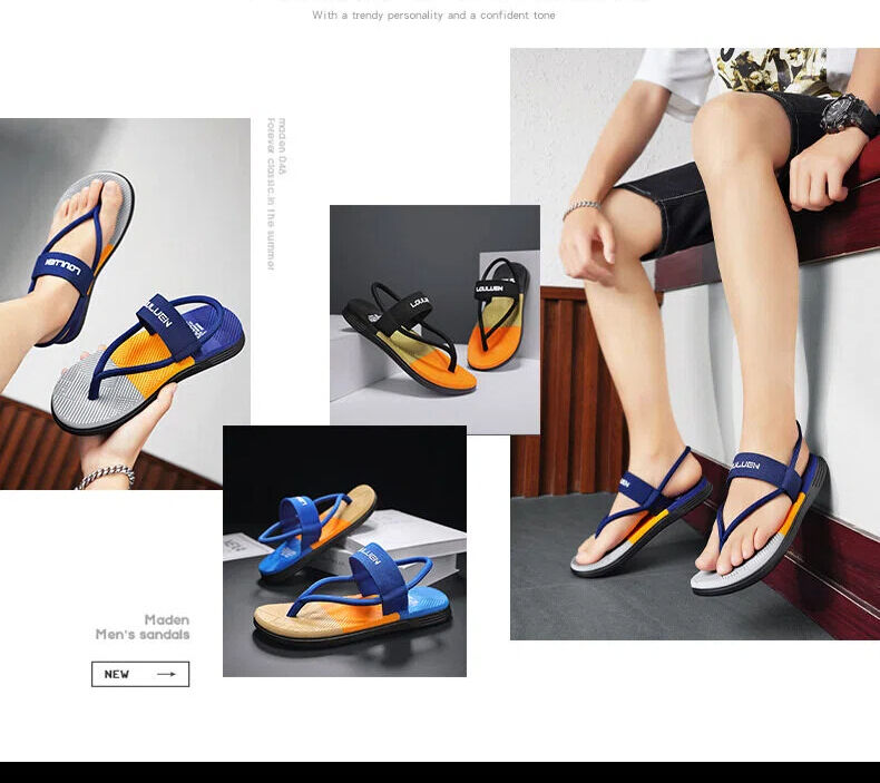 Men's Outdoor Non-Slip Sandals, 4-Color EVA Lightweight Thick-Sole Beach Slippers for Casual & Sports(black)