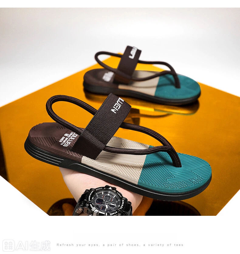 Men's Outdoor Non-Slip Sandals, 4-Color EVA Lightweight Thick-Sole Beach Slippers for Casual & Sports(brown)