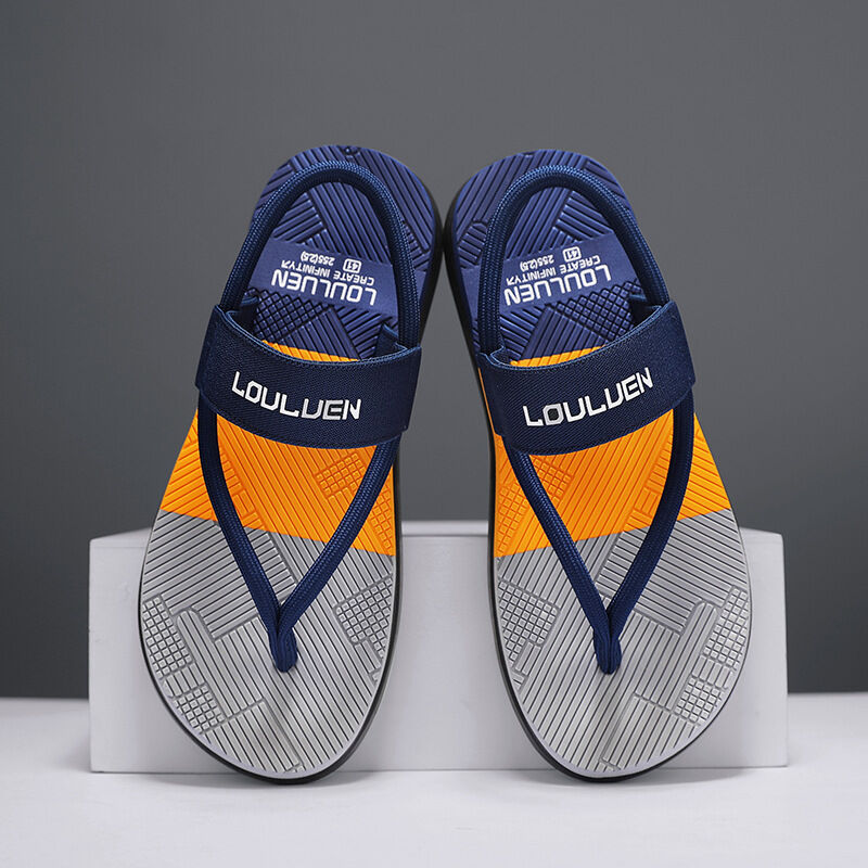 Men's Outdoor Non-Slip Sandals, 4-Color EVA Lightweight Thick-Sole Beach Slippers for Casual &amp; Sports(dark blue)