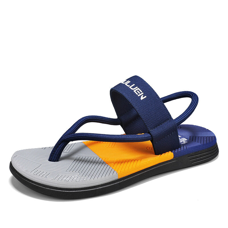 Men's Outdoor Non-Slip Sandals, 4-Color EVA Lightweight Thick-Sole Beach Slippers for Casual & Sports(dark blue)