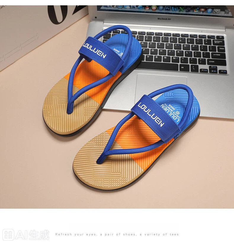 Men's Outdoor Non-Slip Sandals, 4-Color EVA Lightweight Thick-Sole Beach Slippers for Casual & Sports(royal blue)