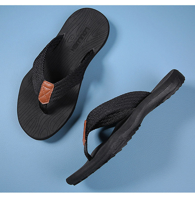Men's Outdoor Non-Slip Flip Flops, 6 Colors EVA Lightweight Thick-Sole Beach Sandals for Casual & Sports(black)