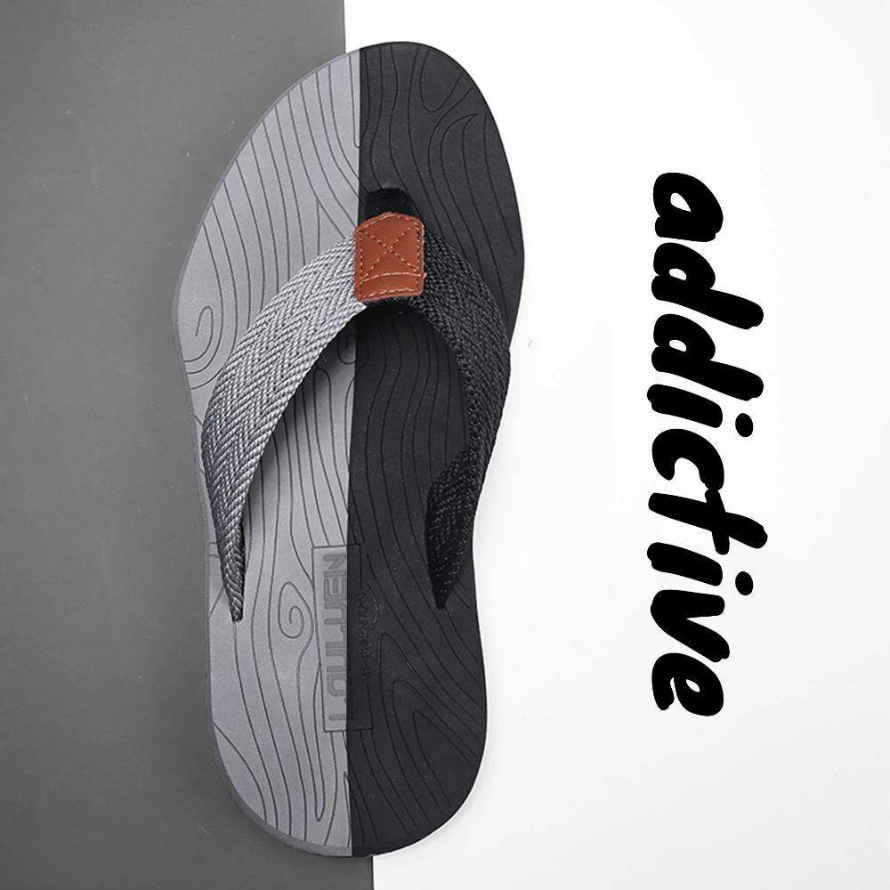 Men's Outdoor Non-Slip Flip Flops, 6 Colors EVA Lightweight Thick-Sole Beach Sandals for Casual & Sports(black and gray)