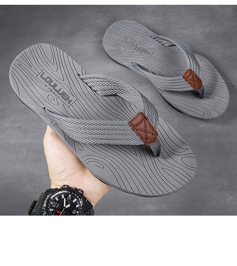 Men's Outdoor Non-Slip Flip Flops, 6 Colors EVA Lightweight Thick-Sole Beach Sandals for Casual & Sports(gray)