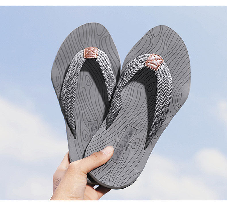 Men's Outdoor Non-Slip Flip Flops, 6 Colors EVA Lightweight Thick-Sole Beach Sandals for Casual & Sports(gray)