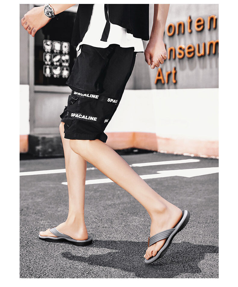 Men's Outdoor Non-Slip Flip Flops, 6 Colors EVA Lightweight Thick-Sole Beach Sandals for Casual & Sports(gray)