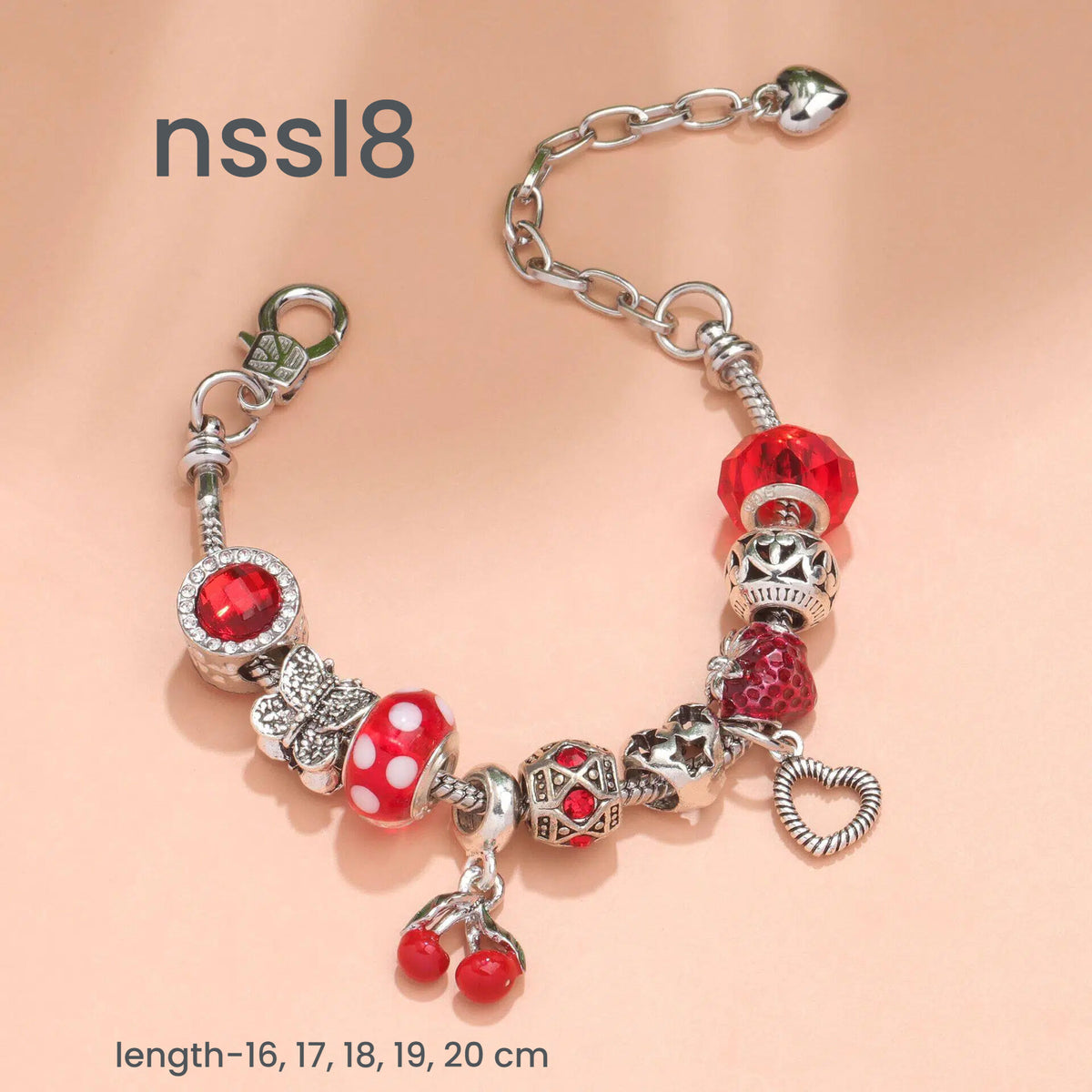 10 Styles Charm Bracelets Set: Colorful Alloy & Glass Beaded Bracelets, Adjustable Length 16-24cm(double)