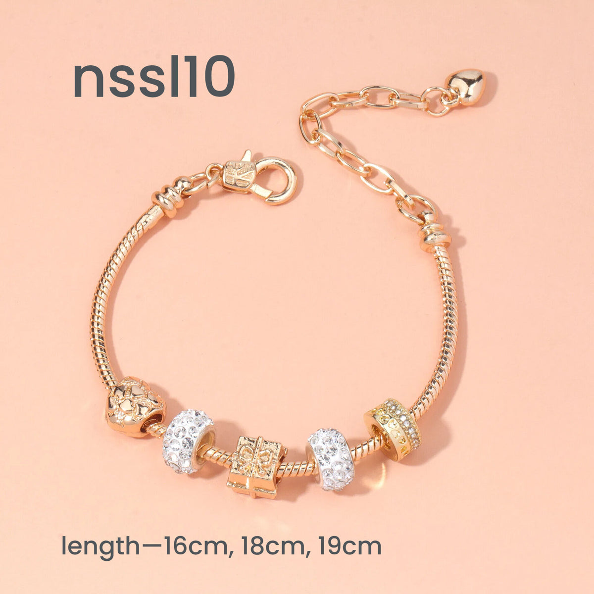 10 Styles Charm Bracelets Set: Colorful Alloy & Glass Beaded Bracelets, Adjustable Length 16-24cm(double)