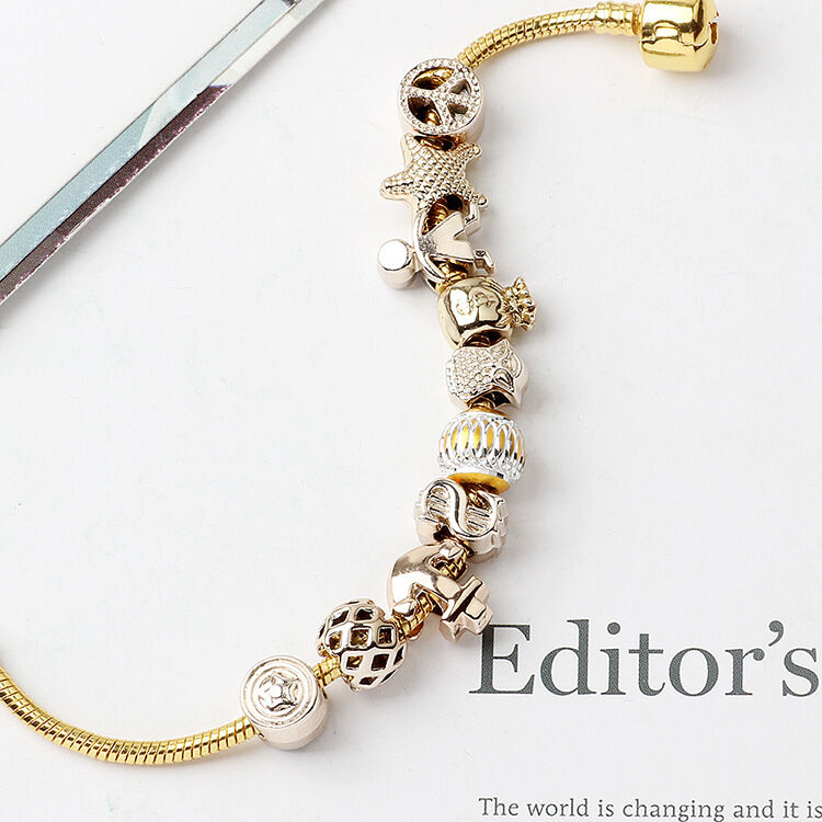 Golden Tropical Marine Life Anchor Money Bag Dollar Bead Bracelet(18cm)