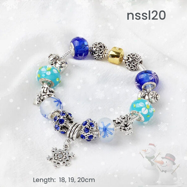 10 Styles Charm Bracelets Set: Colorful Alloy & Glass Beaded Bracelets, Adjustable Length 16-21cm(double)