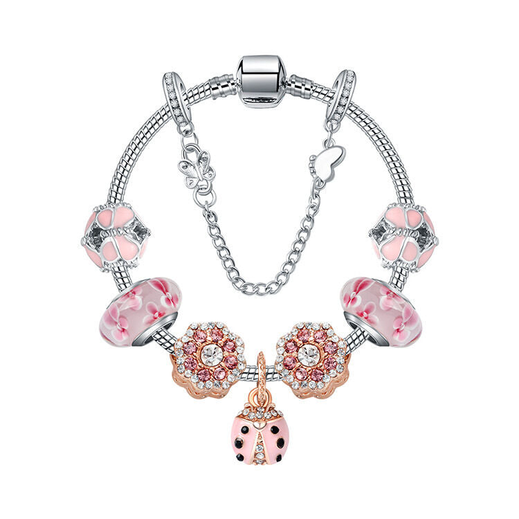 Spring Blossom Charm Bracelet with Flower Beads(20cm)