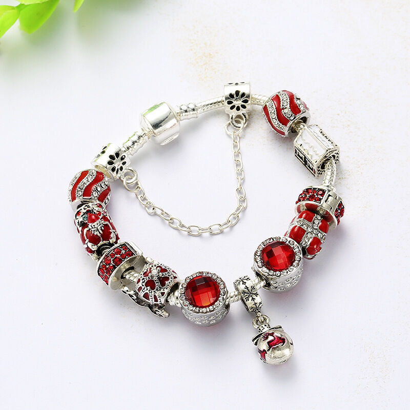 Vintage Silver-Plated Zircon Beaded Bracelet(18cm)