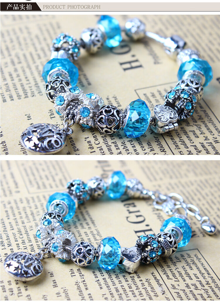 Vintage Crystal Zircon Beaded Bracelet with Hollow LOVE Alloy Pendant, Adjustable Snake Chain Bracelet(19cm+5cm)
