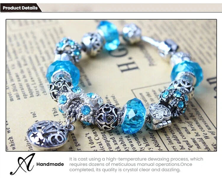 Vintage Crystal Zircon Beaded Bracelet with Hollow LOVE Alloy Pendant, Adjustable Snake Chain Bracelet(19cm+5cm)