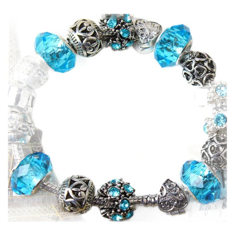 Vintage Crystal Zircon Beaded Bracelet with Hollow LOVE Alloy Pendant, Adjustable Snake Chain Bracelet(20cm+5cm)