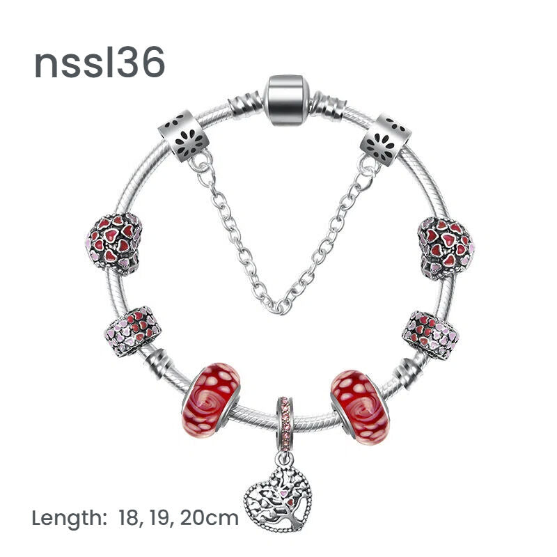 11 Styles Charm Bracelets Set,Colorful Alloy &amp; Glass Beaded Bracelets(triple)