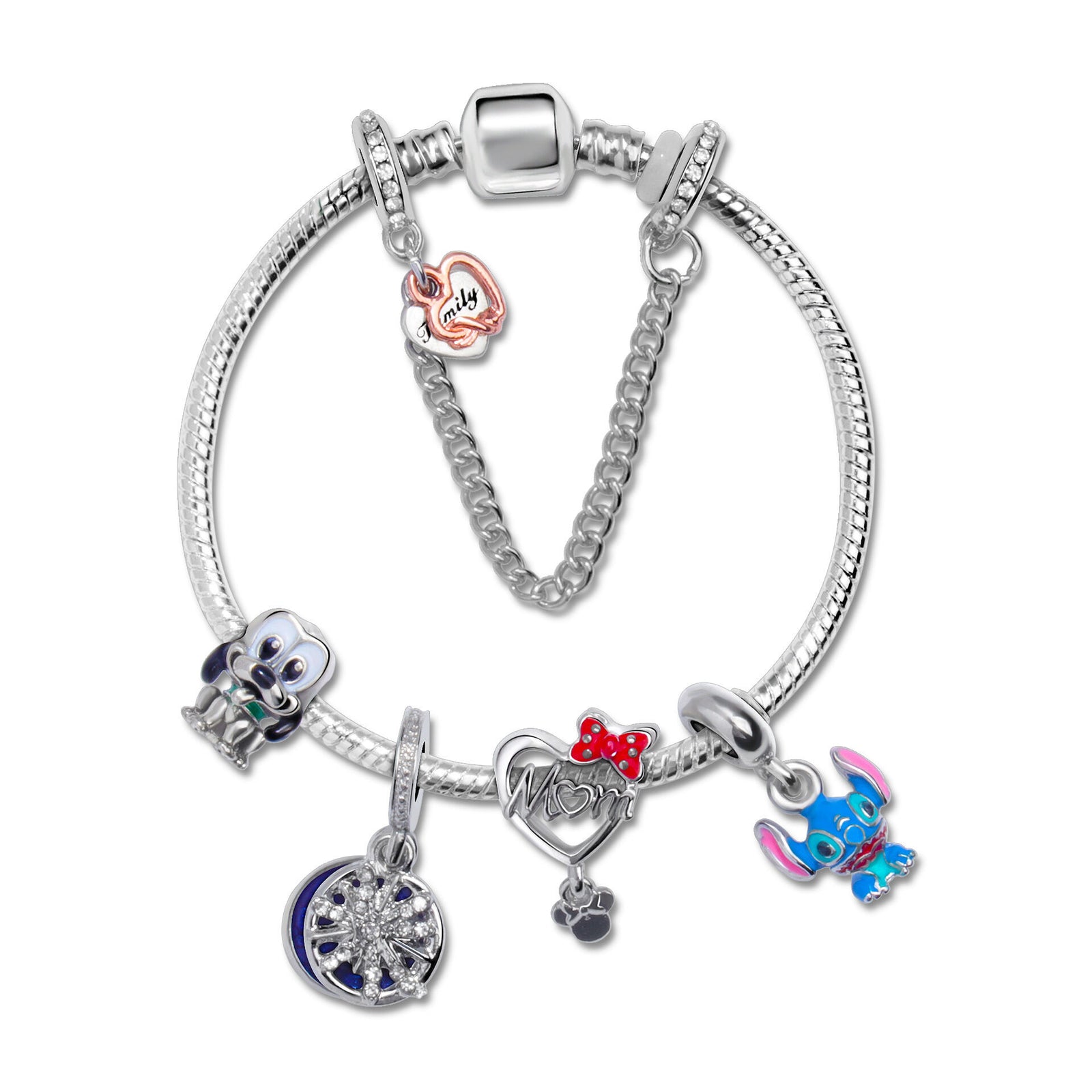 Cartoon Dog Beaded Heart Pendant DIY Bracele(17cm)