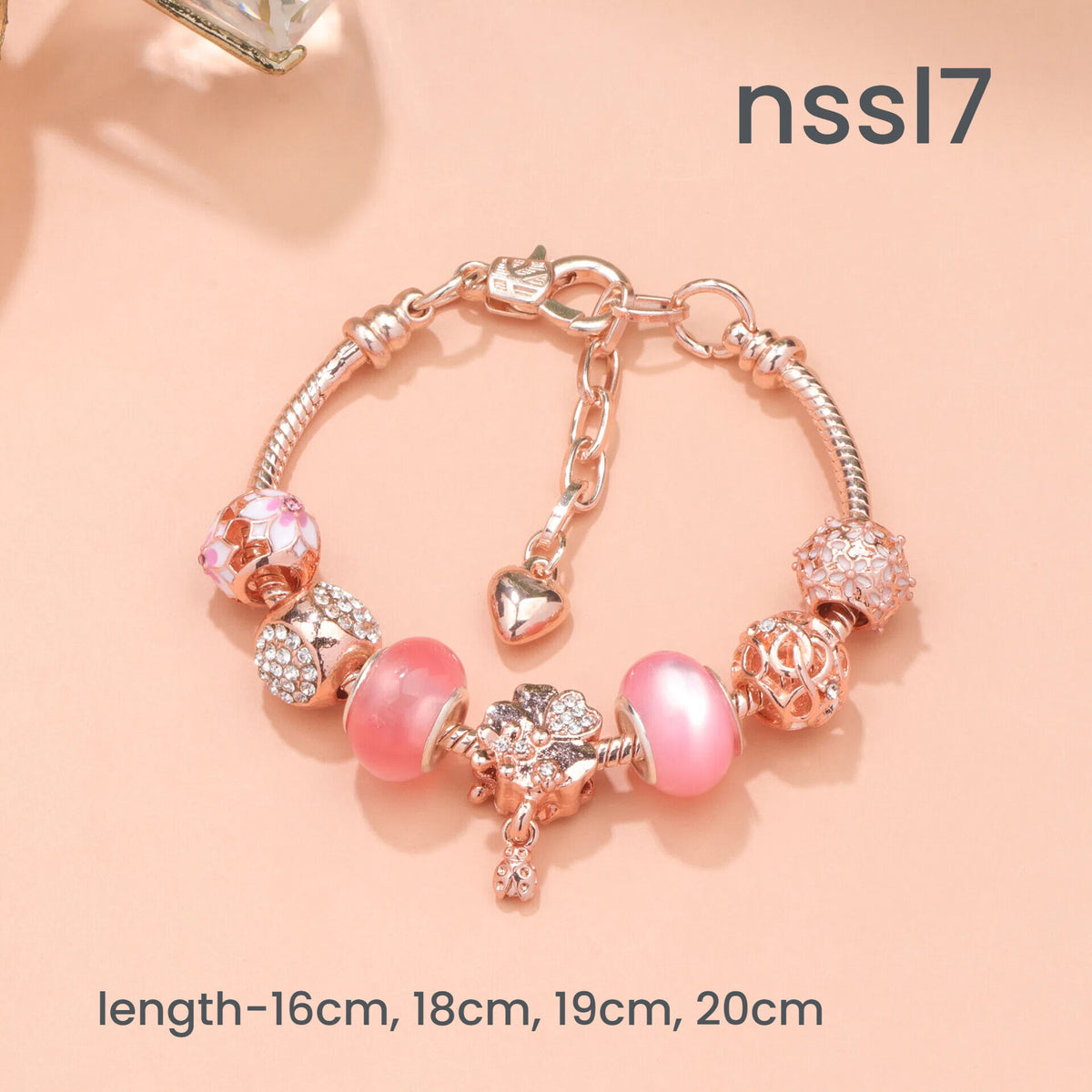 10 Styles Charm Bracelets Set: Colorful Alloy & Glass Beaded Bracelets, Adjustable Length 16-24cm(triple)