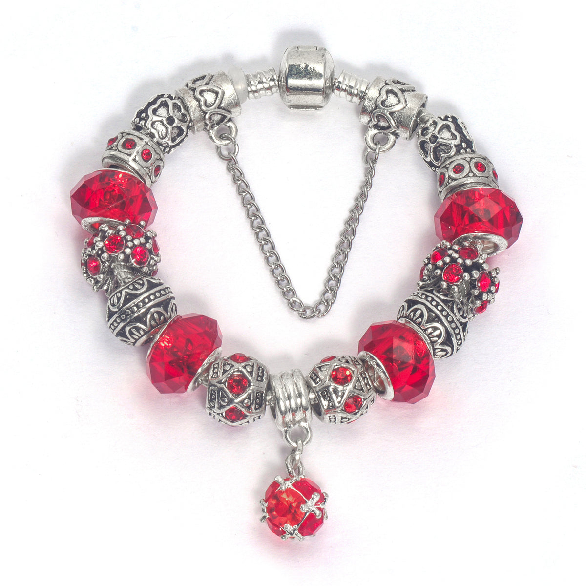 Ethnic Crystal Bead DIY Bracelet Red Alloy Electroplated Big Bead Bracelet(17cm)