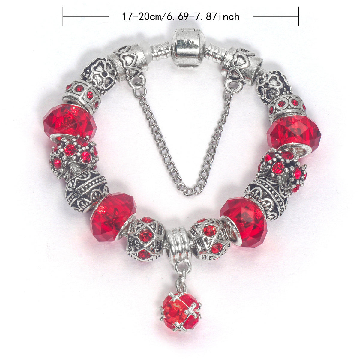 Ethnic Crystal Bead DIY Bracelet Red Alloy Electroplated Big Bead Bracelet(20cm)