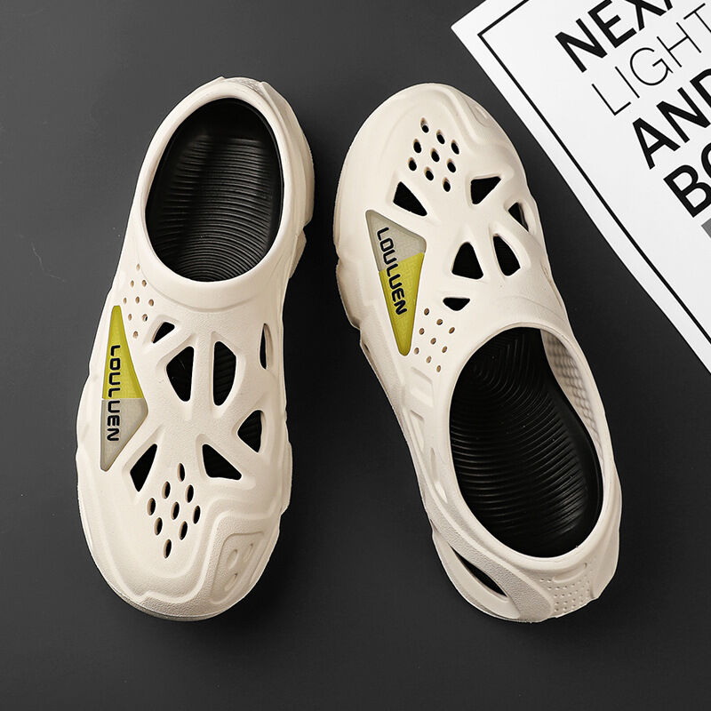 Men's Summer EVA Crocs with 3 Color Options - Breathable, Non-Slip, Comfortable Beach &amp; Casual Sandals(white&amp;black)