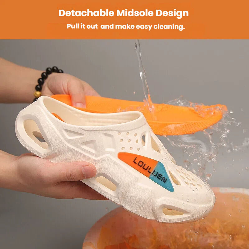 Men's Summer EVA Crocs with 3 Color Options - Breathable, Non-Slip, Comfortable Beach & Casual Sandals(white&black)