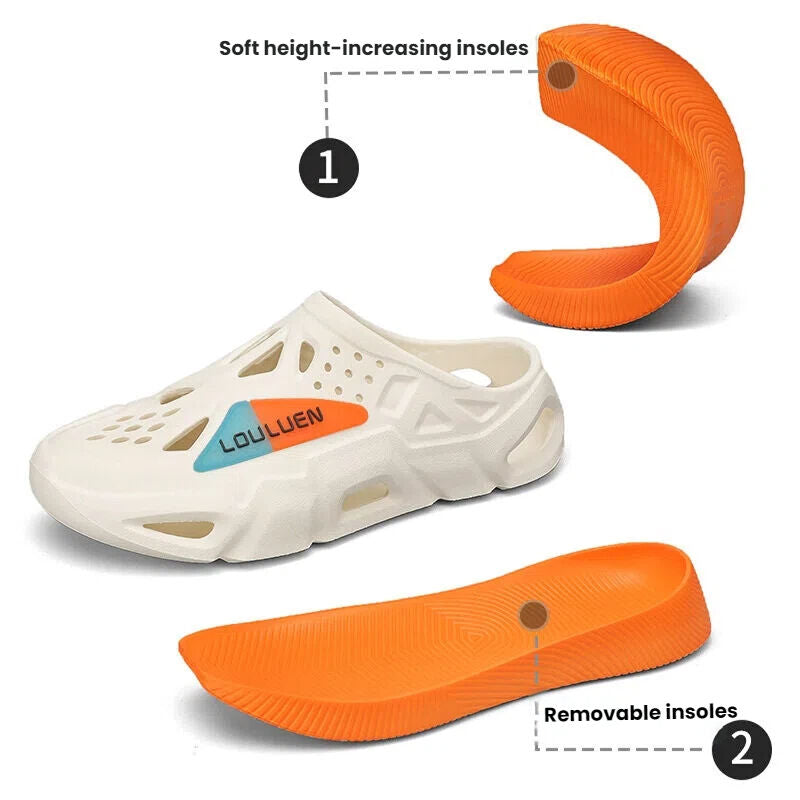 Men's Summer EVA Crocs with 3 Color Options - Breathable, Non-Slip, Comfortable Beach & Casual Sandals(white&black)