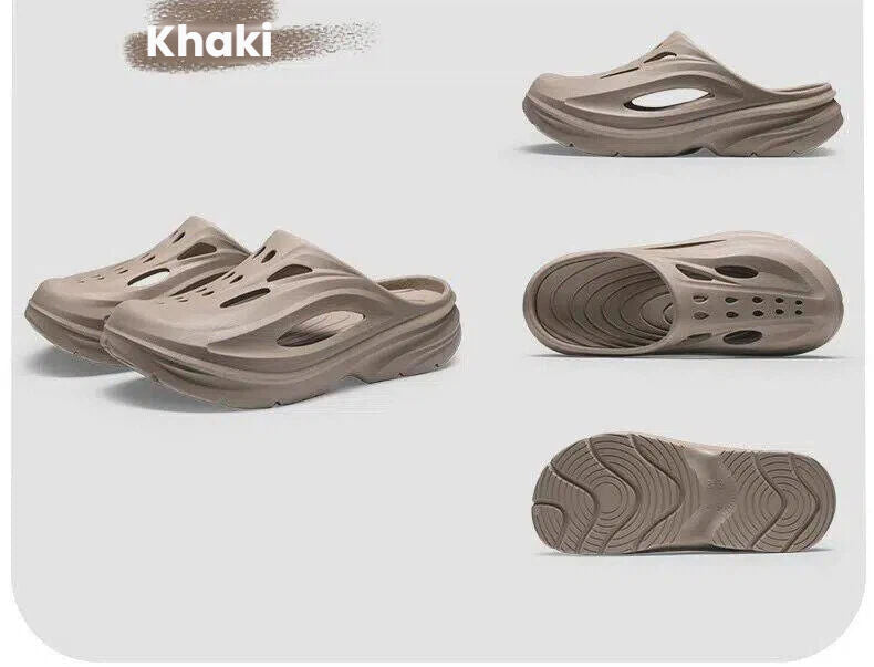 Men's Summer EVA Crocs with 3 Color Options - Breathable, Non-Slip, Comfortable Beach & Casual Sandals(khaki)