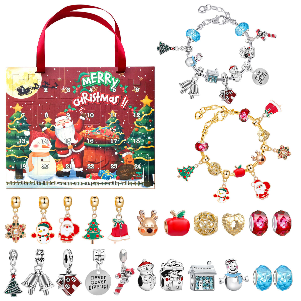 Christmas DIY Jewelry &amp; Craft Advent Calendar(M-10,20*21*1.8cm)