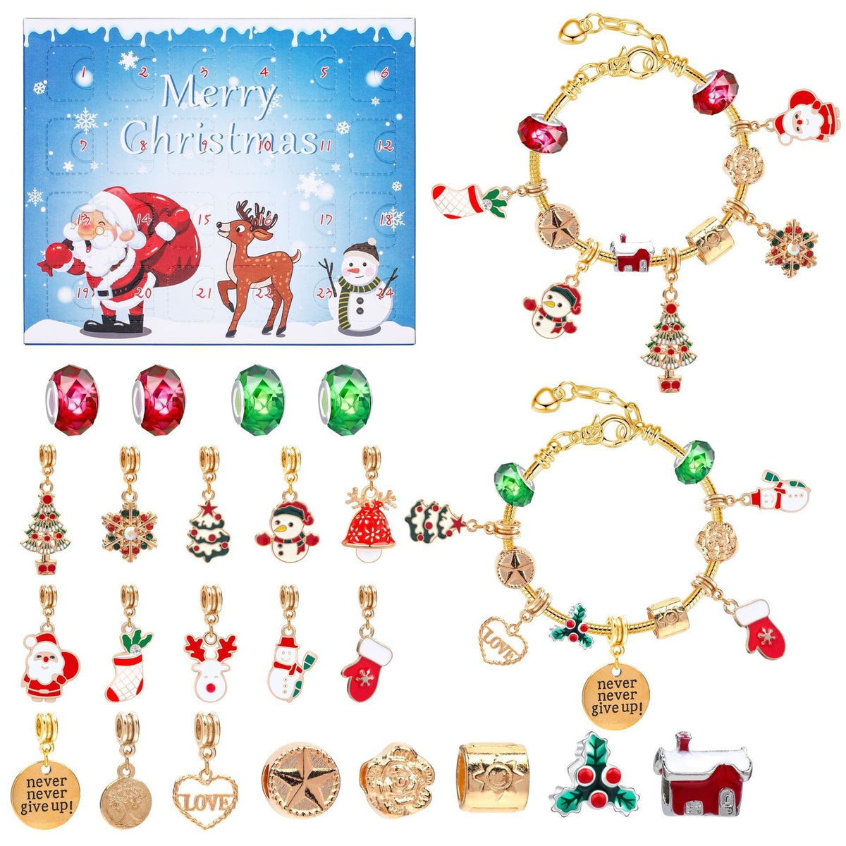 Christmas DIY Jewelry &amp; Craft Advent Calendar(M-14-Snowman Version,20*17*1.1)
