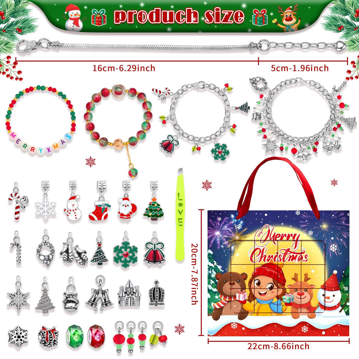 Christmas DIY Jewelry &amp; Craft Advent Calendar(M-19,22*20*2cm)
