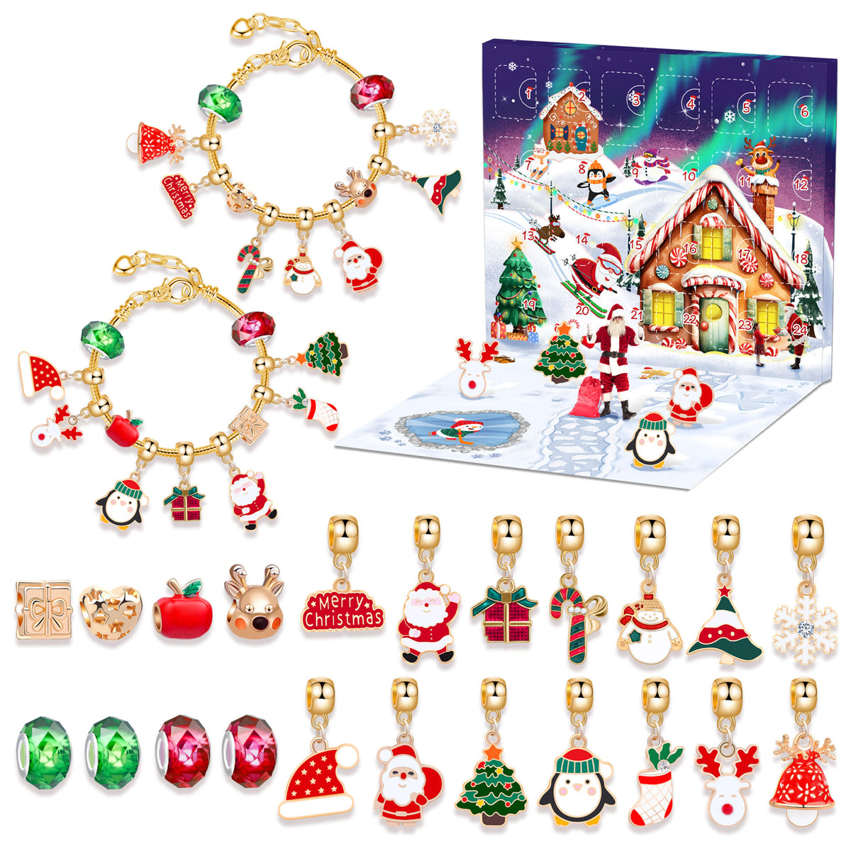 Christmas DIY Jewelry &amp; Craft Advent Calendar(M-23,20*17*1.3cm)