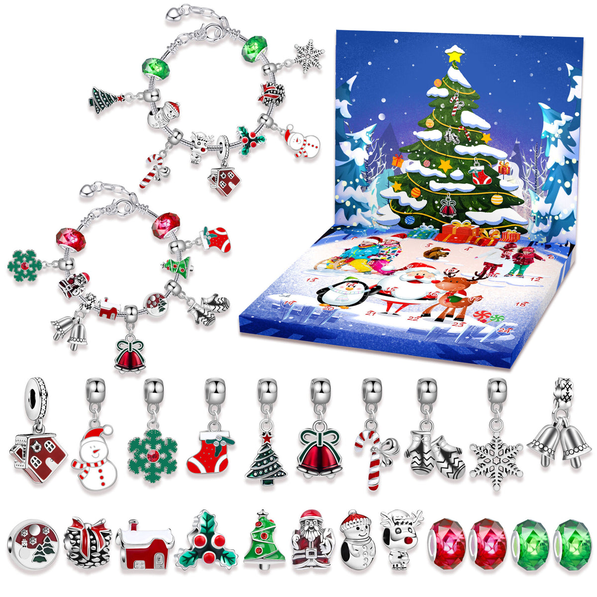 Christmas DIY Jewelry &amp; Craft Advent Calendar(M-24,20*17*1.3cm)